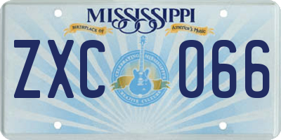 MS license plate ZXC066