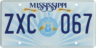 MS license plate ZXC067