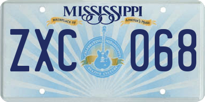 MS license plate ZXC068