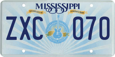 MS license plate ZXC070
