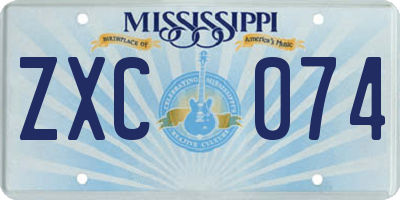 MS license plate ZXC074
