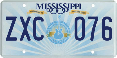 MS license plate ZXC076
