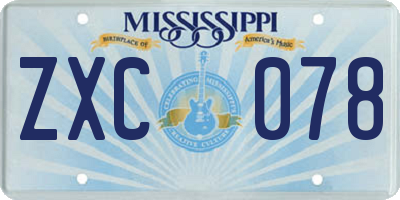 MS license plate ZXC078
