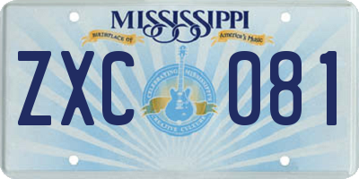 MS license plate ZXC081