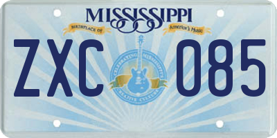 MS license plate ZXC085