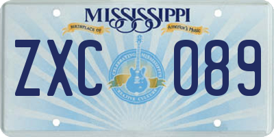 MS license plate ZXC089