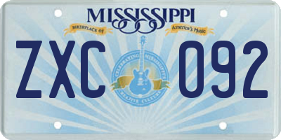 MS license plate ZXC092