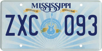 MS license plate ZXC093