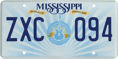 MS license plate ZXC094