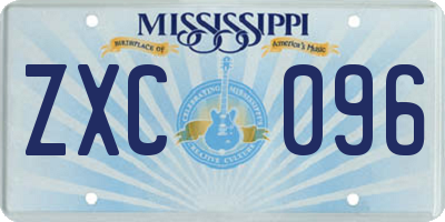 MS license plate ZXC096