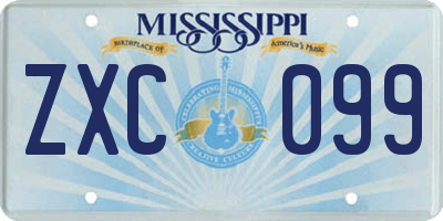 MS license plate ZXC099