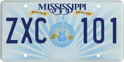 MS license plate ZXC101