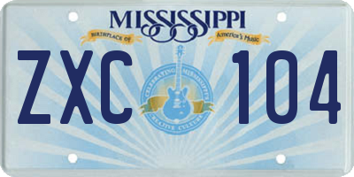 MS license plate ZXC104