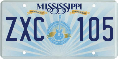 MS license plate ZXC105