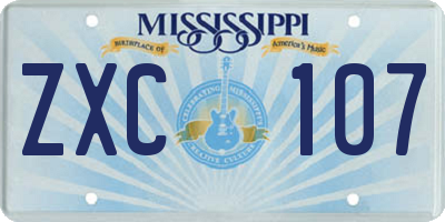 MS license plate ZXC107
