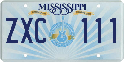 MS license plate ZXC111