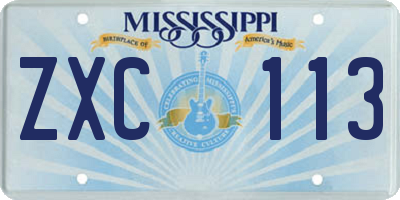 MS license plate ZXC113