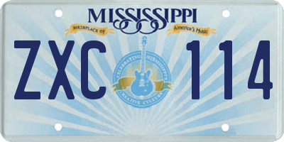 MS license plate ZXC114