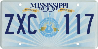 MS license plate ZXC117