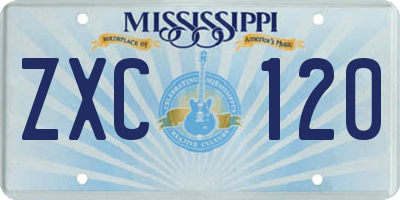 MS license plate ZXC120