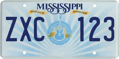 MS license plate ZXC123