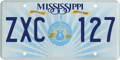 MS license plate ZXC127