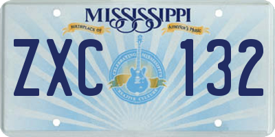 MS license plate ZXC132