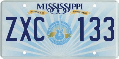 MS license plate ZXC133