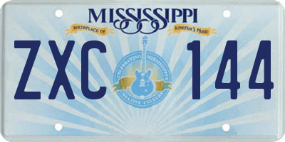 MS license plate ZXC144