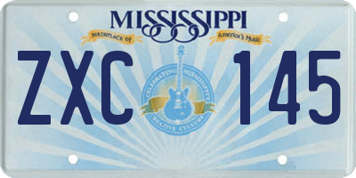 MS license plate ZXC145