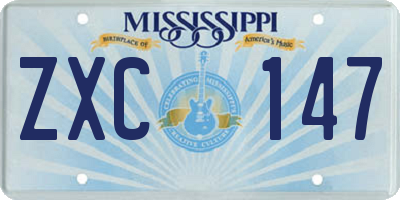 MS license plate ZXC147