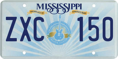 MS license plate ZXC150