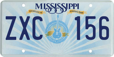 MS license plate ZXC156