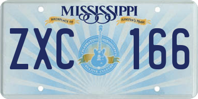 MS license plate ZXC166