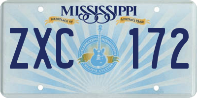 MS license plate ZXC172
