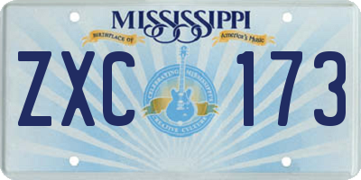 MS license plate ZXC173