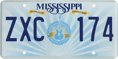 MS license plate ZXC174