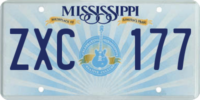 MS license plate ZXC177