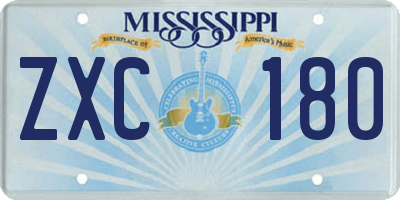 MS license plate ZXC180