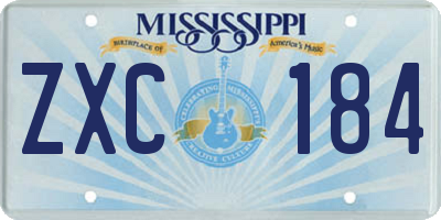 MS license plate ZXC184