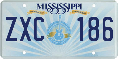 MS license plate ZXC186