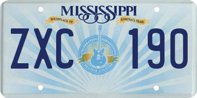 MS license plate ZXC190