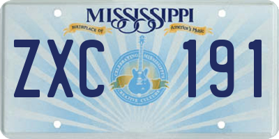 MS license plate ZXC191