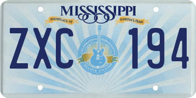 MS license plate ZXC194