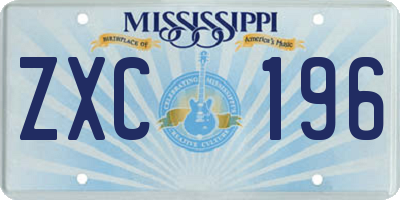 MS license plate ZXC196