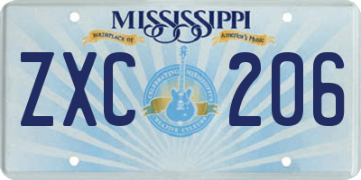 MS license plate ZXC206