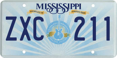 MS license plate ZXC211