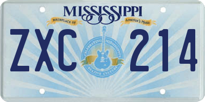 MS license plate ZXC214