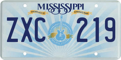 MS license plate ZXC219