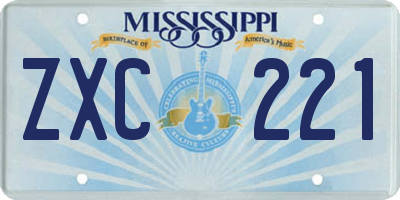 MS license plate ZXC221